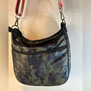 Haute Shore Neoprene Crossbody Bag Full size with Top and Front Zipper entries